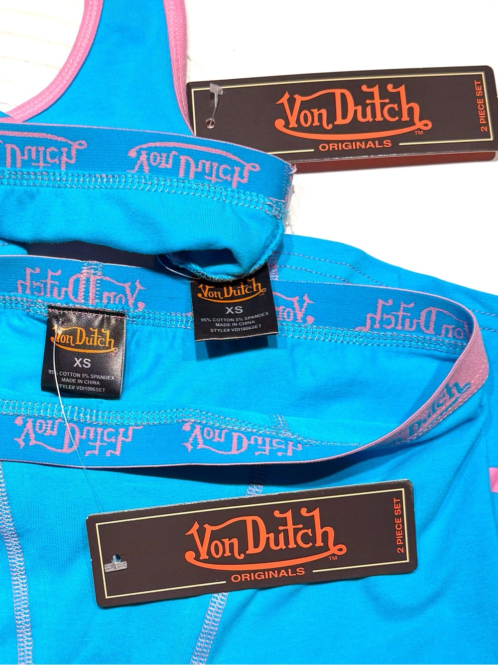 Von Dutch Blue and Pink Active or Leisure Two-Piece Set XS - Picture 3 of 3